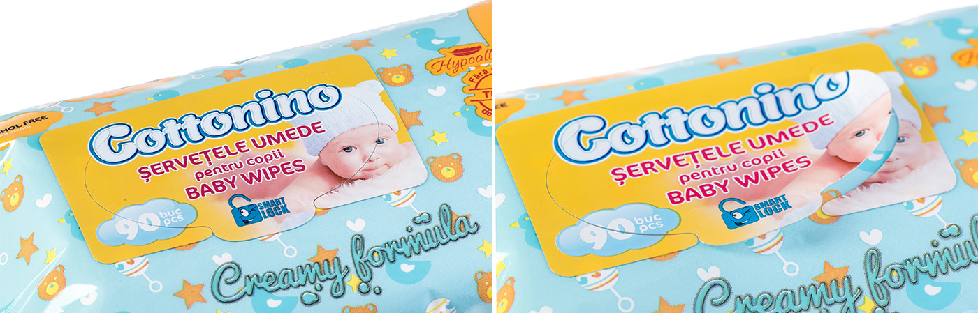 Selbstklebender Verschlussdeckel für Feuchttücherverpackungen | Rottaprint